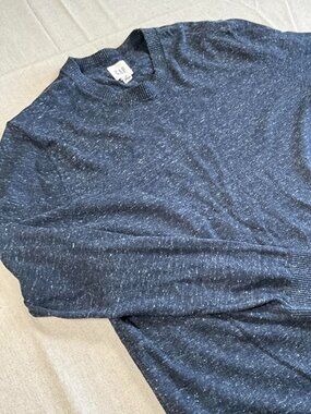Mens GAP Heather Navy Classic Layering Crew Neck Long Sleeve Tee (Medium)
